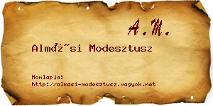 Almási Modesztusz névjegykártya